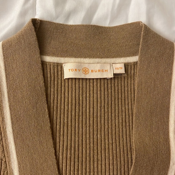 Tory Burch Ribbed Cardigan, Logo Buttons, XS - Picture 4 of 7